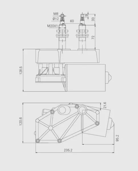 14V 50nm 80W wiper motor  for transit bus excavator train special vehicles  Can Replace Doga 119.6263.2b. 119.6463.3b. 119.6363.