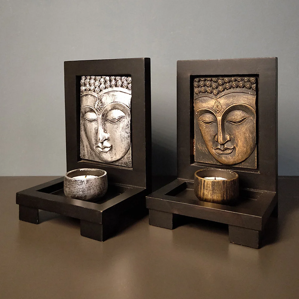 

Candlesticks Decorative Holder Decoration Stand Desktop Adornment Silver Buddha