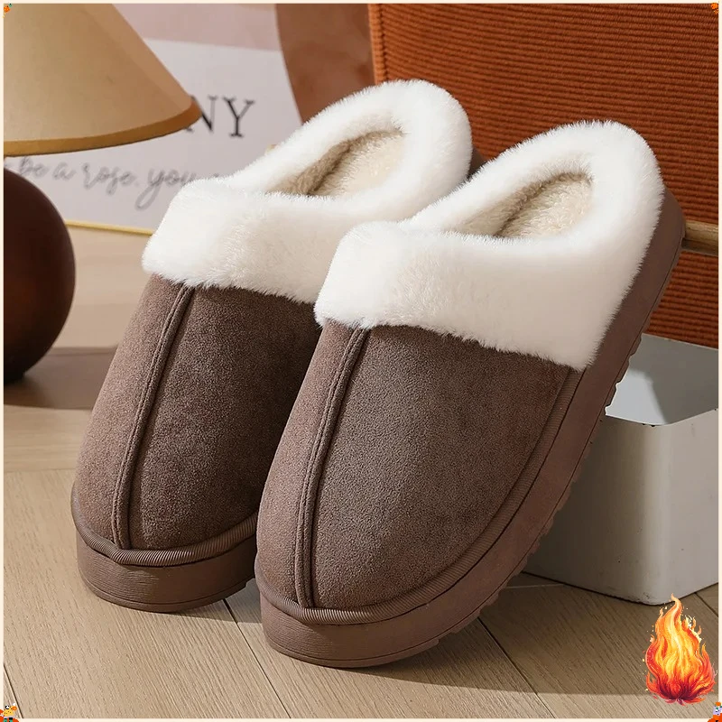 

2026 Hot Sale Plush Slippers Unisex Winter House Shoes Thick Sole Non-slip Fur Collar Warm Indoor Outdoor Footwear Unisex