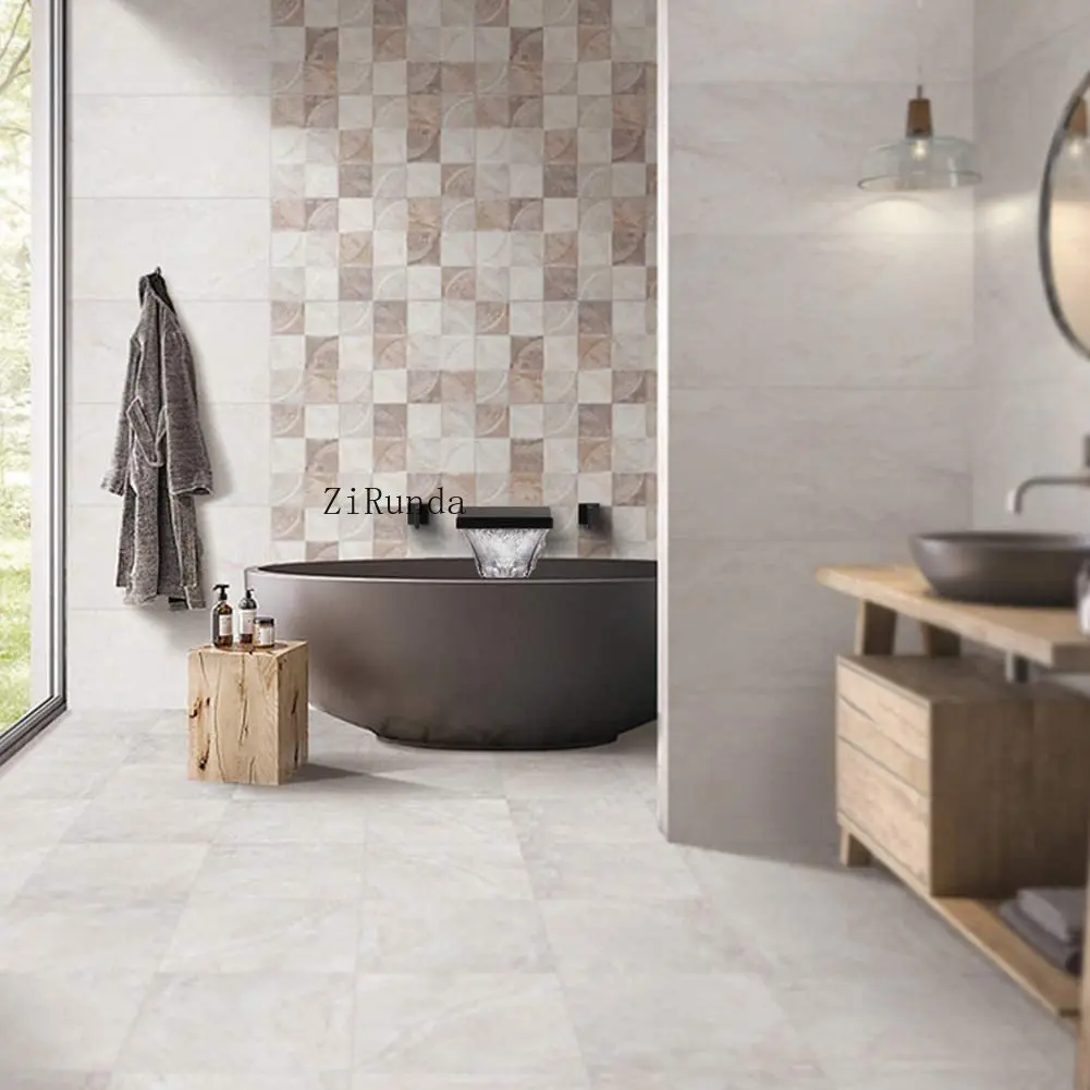 Wastafel, badkuipkraan, messing wandgemonteerde wastafelkraan, 3 watervalkranen, dubbele handgrepen