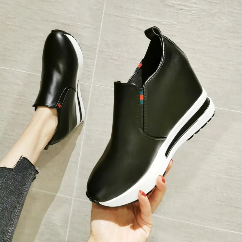 Silver Platform Hidden Heel Women Casual Platform Shoes Woman Sneakers Shoes for Women Height Increasing Wedges Shoes