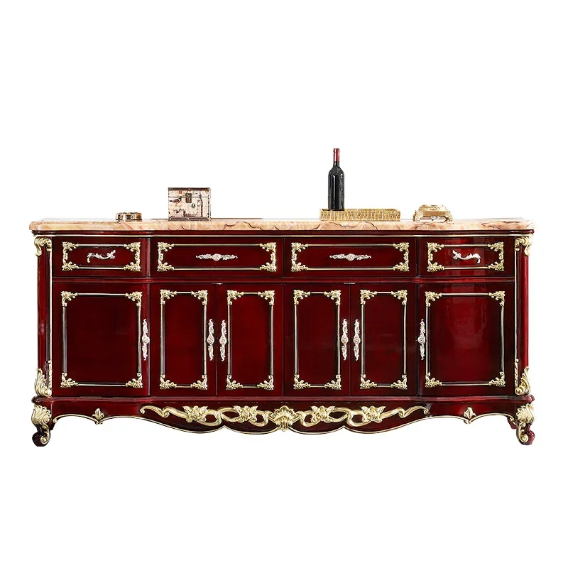 Solid Wood Red Sandalwood Wood Noodle Dining Room Cupboard Marble Locker Wine High  Cabinet