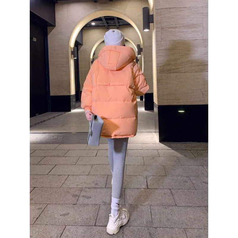 2023 New Women Down Cotton Coat Winter Jacket Female Mid Length Version Parkas Warm Thick Loose Fashion Outwear Hooded Overcoat