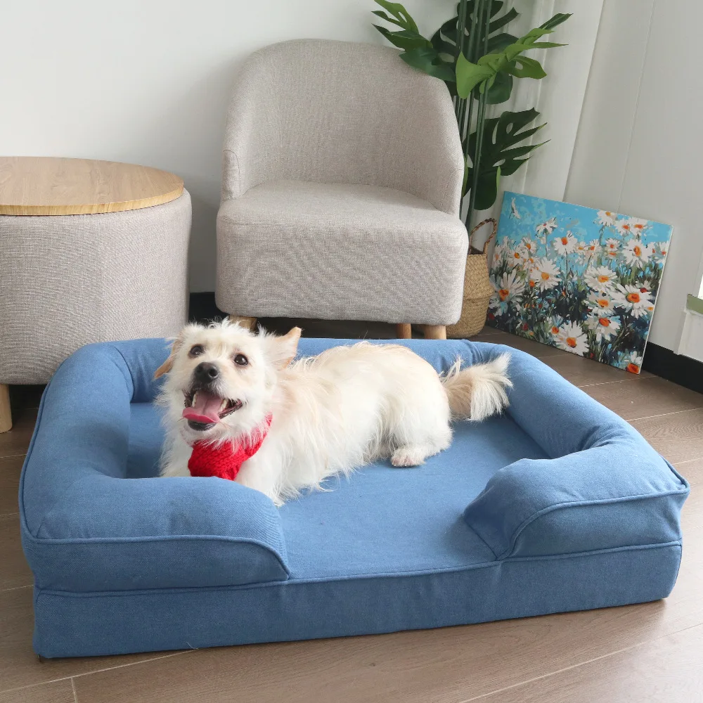 

Denim Pet Sofa Kennel Removable Pet Kennel Cat Bed Cat Nest Summer Cool