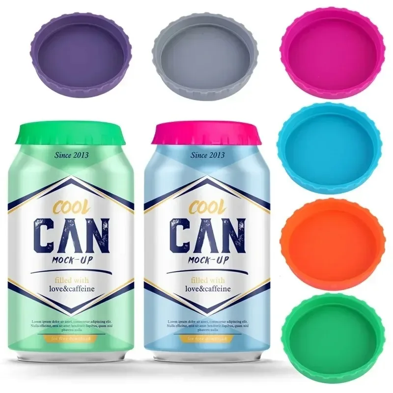 6pcs Multicolour Silicone Can Lids Reusable Soda Water Lids Leak-proof Sealing Lid Beverage Beer Can Lids Drinkware Accessories