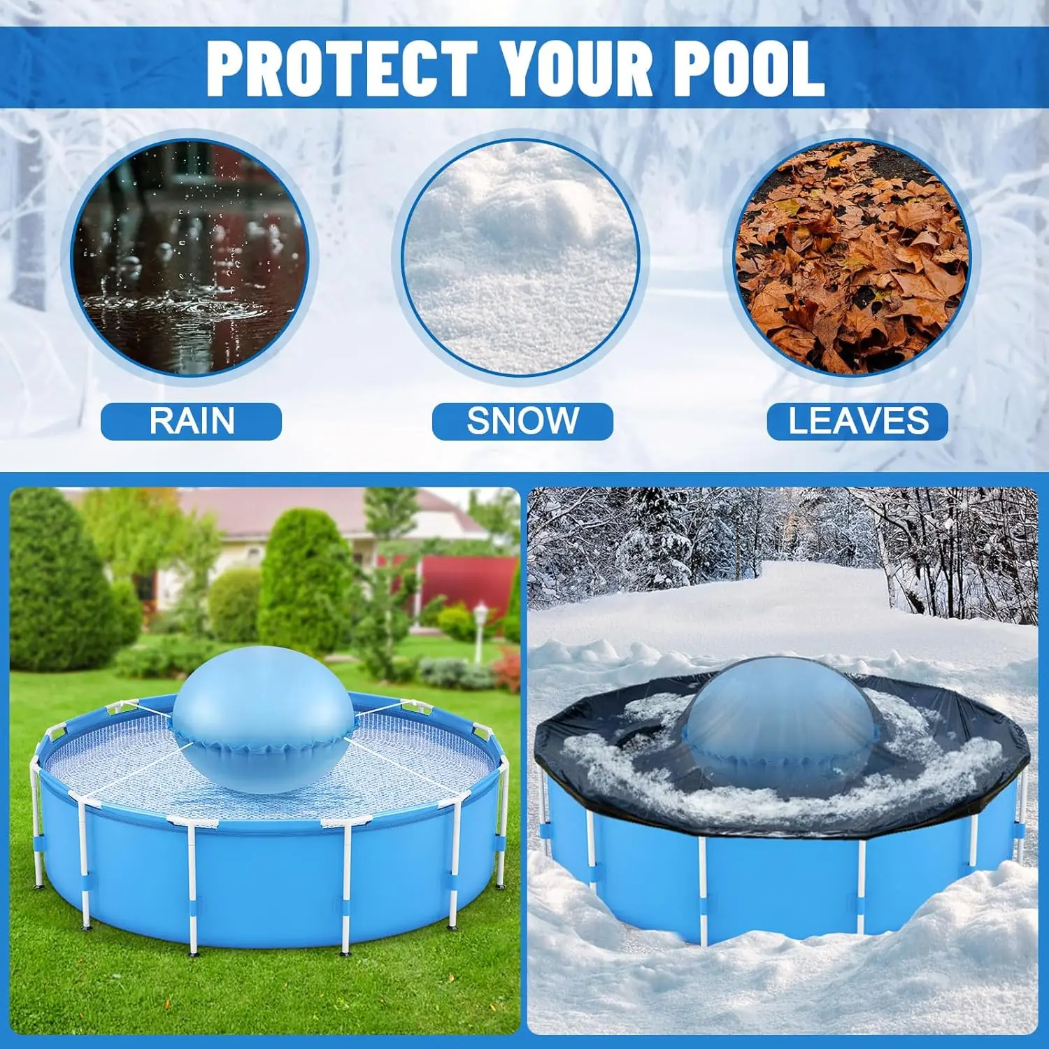 Winter Pool Cover's Air Bag - Above-Ground & In-Ground Air Cushion for Pool Protection Prevents Freezing And Keeps Pool Clean