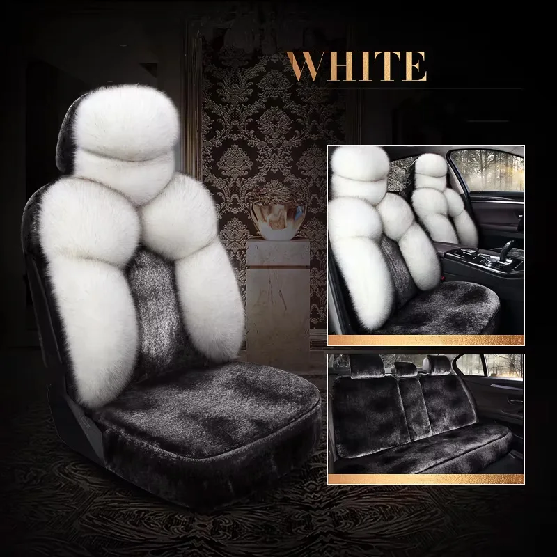 

Меховые чехлы на автомобильные сиденья, 5 шт., полный комплект, универсальные, подходят для большинства автомобилей, внедорожников, седанов, плюшевые теплые чехлы на передние и задние сиденья
