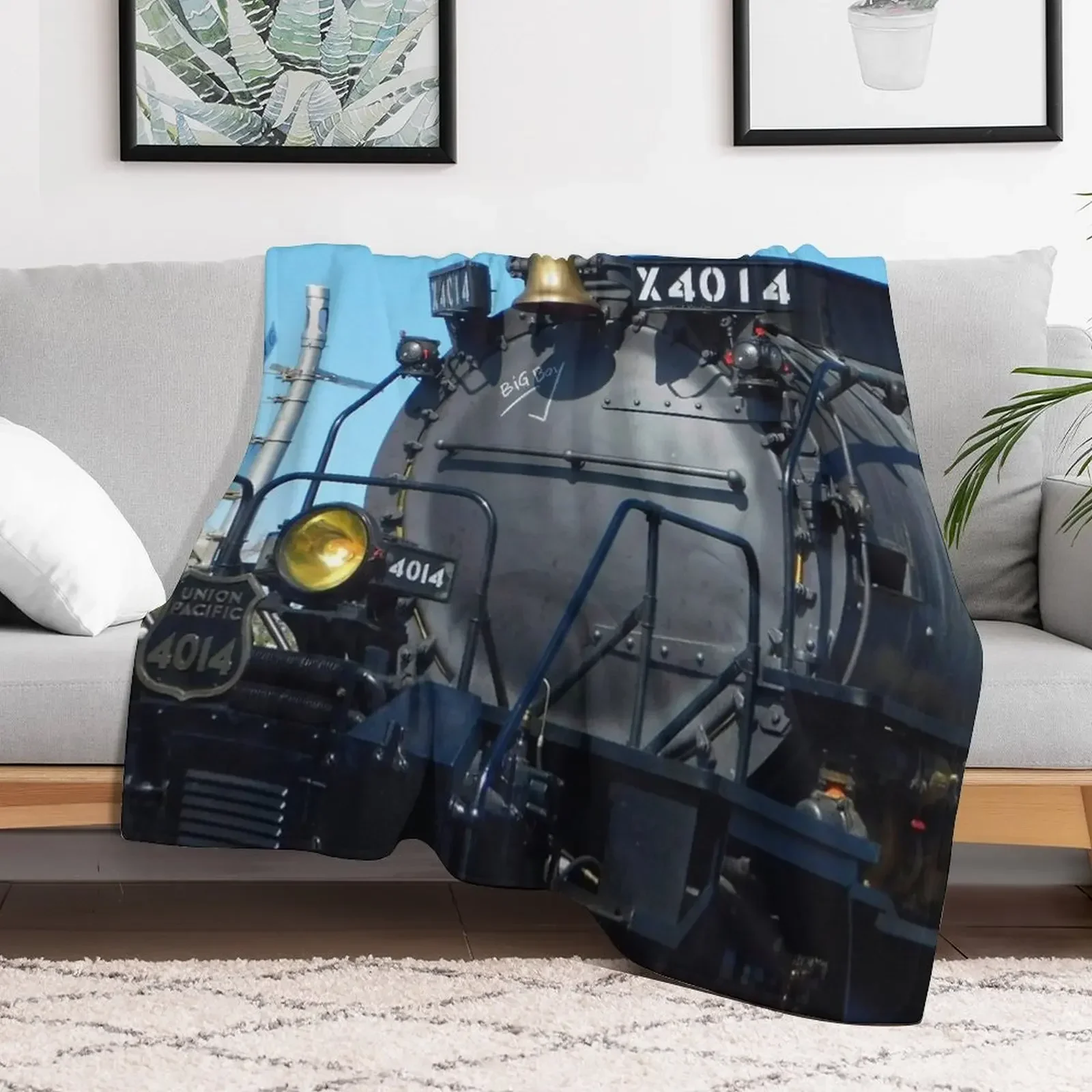 

Big Boy Train (Colored) Throw Blanket Shaggy Camping Personalized Gift Blankets