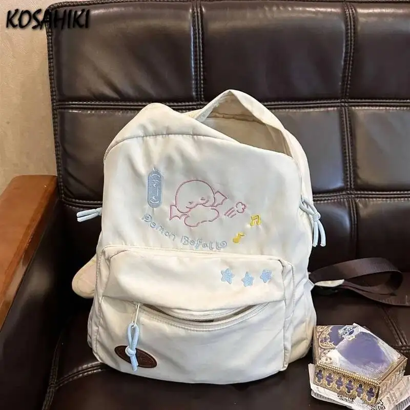 Cartoon Kawaii Cute Embroidery Japanese Backpacks Casual Fashion Ins Women Travel Rucksacks Sweet Y2k Preppy Students Schoolbags