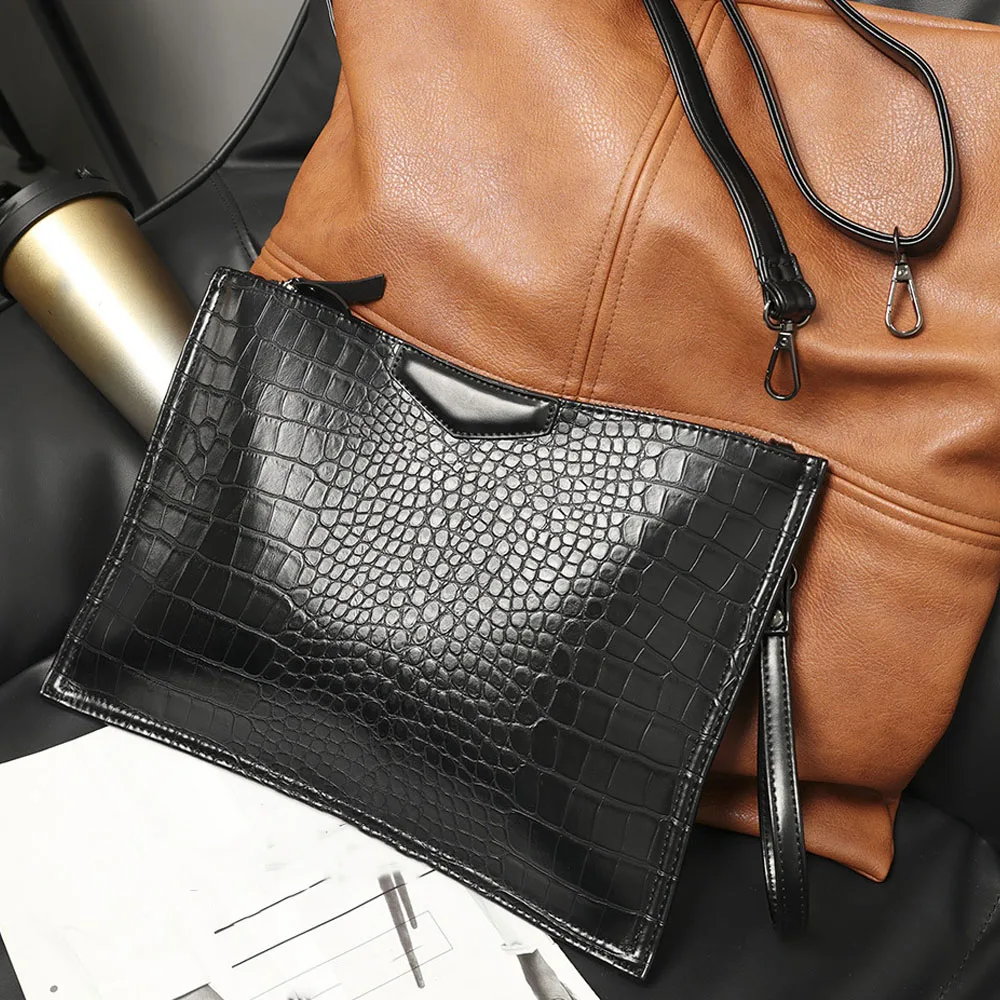 

Fashion Crocodile Men Envelope Clutch bag PU leather Quality Shoulder Bag For Women Clutches File Bag Handbags Crossbody Bag