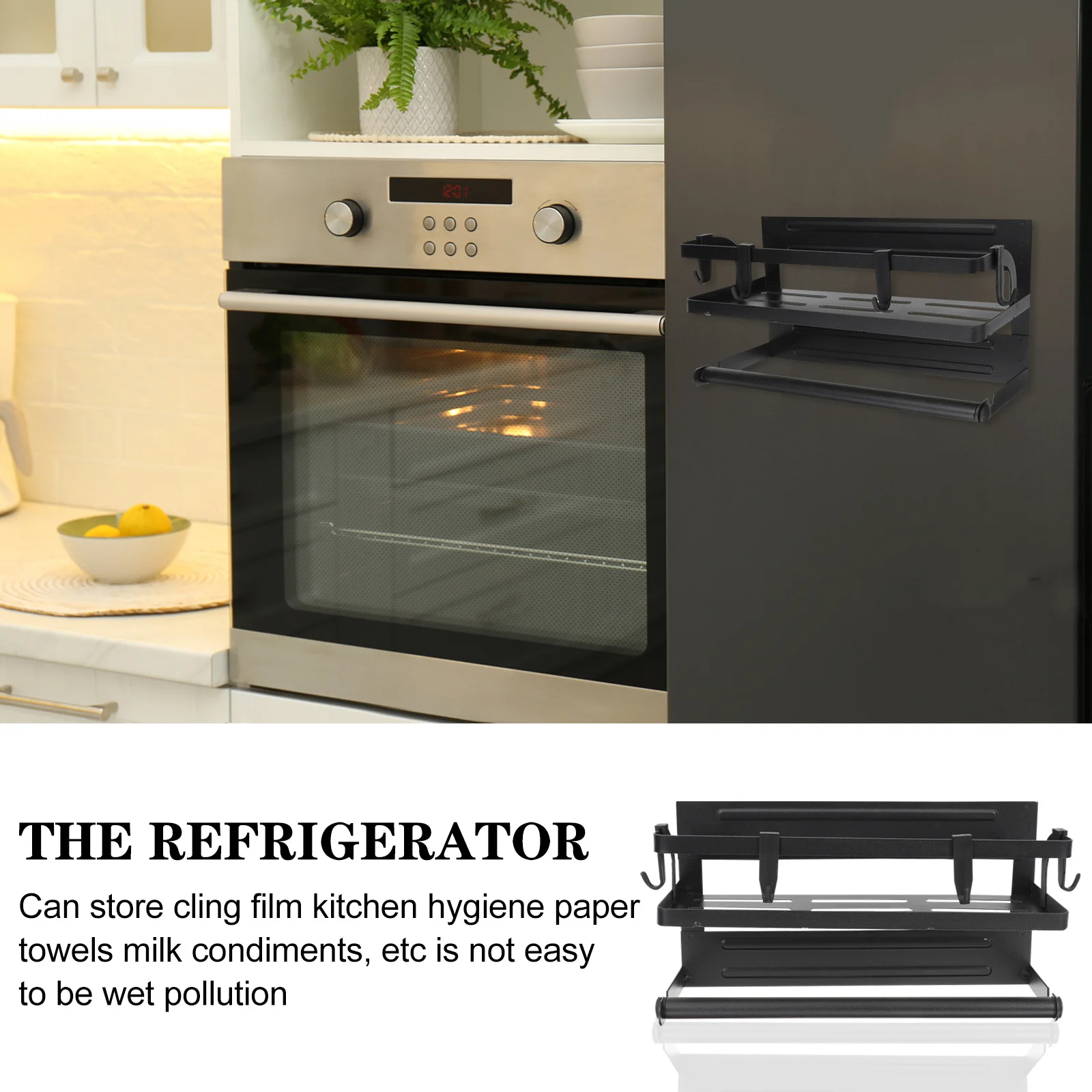 رف مغناطيسي للثلاجة، منظم توابل مغناطيسي، رف تخزين مريح للثلاجة، حامل حائط للمطبخ، أرفف جدارية للمطبخ #2