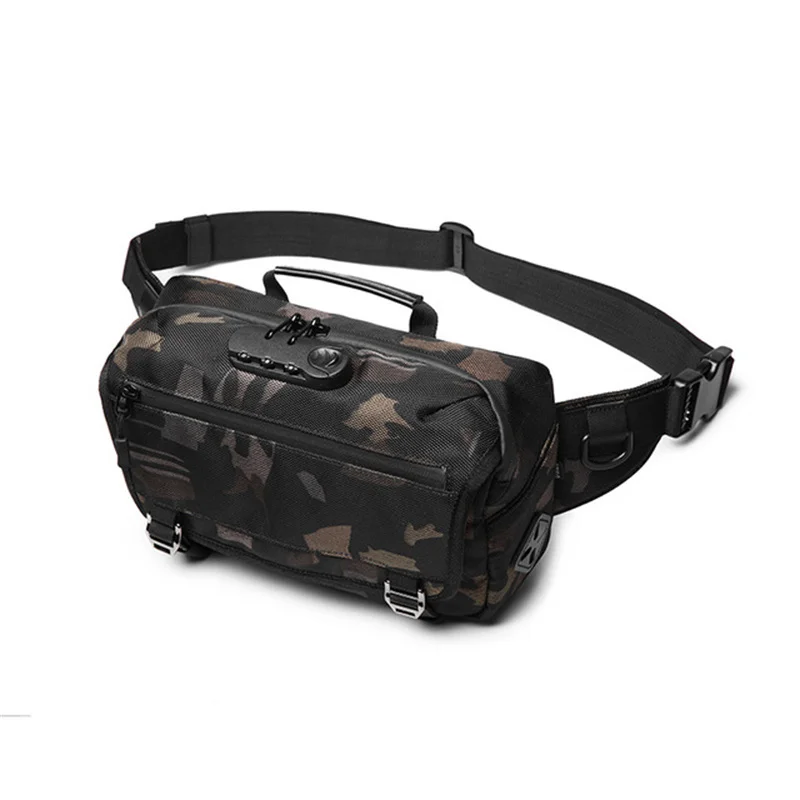 OZUKO Handbag Man Waist Bag Casual Fanny Pack Male Waterproof Travel Waist Bags USB Charging Chest Bag for Cell Phone