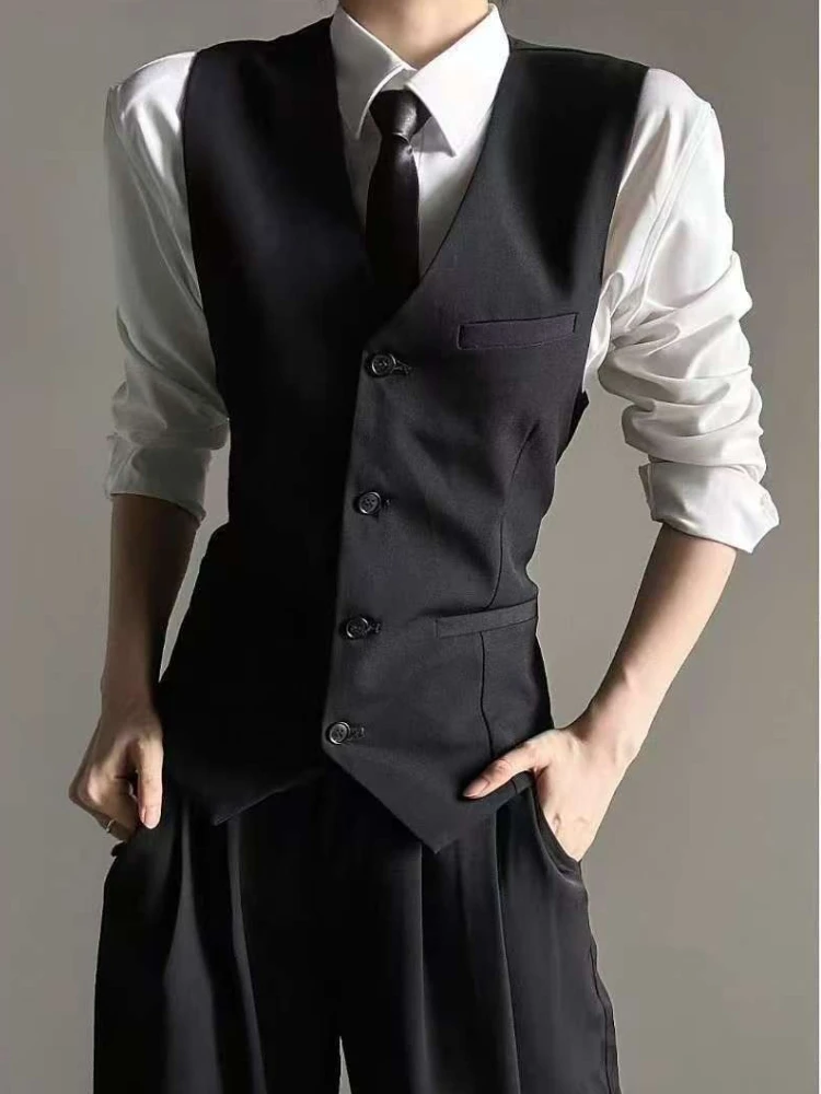 

High End Slim Fit Blazer Vest in Charcoal Grey Modern Unisex Business Casual Vest for Wedding Office Streetwear​