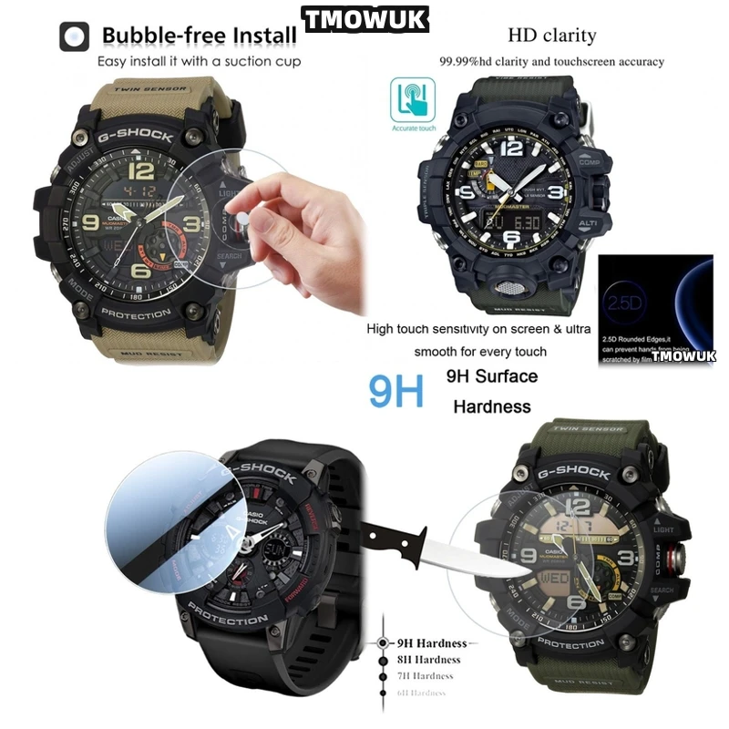 

For Casio GWG-2000 S2200 S140 EFV 540D L MDV 107 EFV 520DB GRB 100 GA 2110 - High - Quality 9H Tempered Glass Watch Screen Film