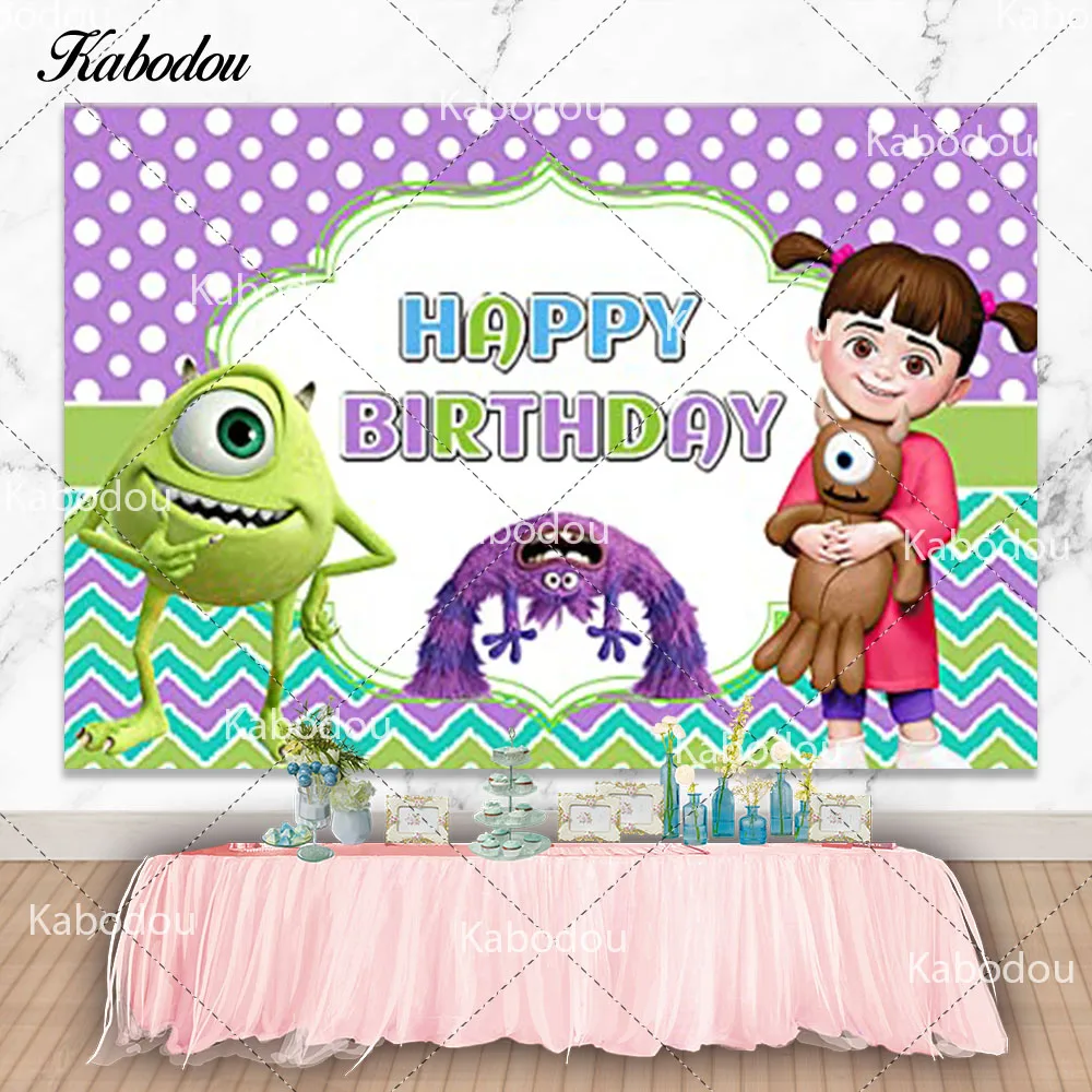 Monsters University Inc Photo Backdrop Disney Little Boo Boys Girls Birthday Baby Shower Photography Background Decor Props