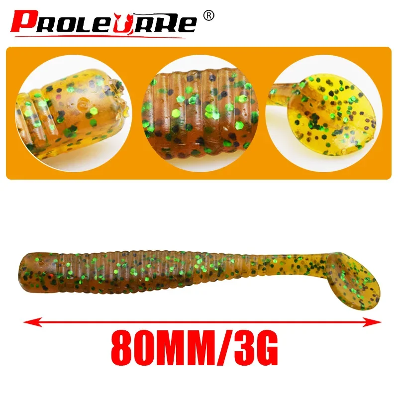 10pcs/lot Jig Wobblers Soft Lure 8cm 3g Shrimp Smell Contain Salt Bait Silicone Spiral Worm Fishing Lures Bass Fishing Tackle