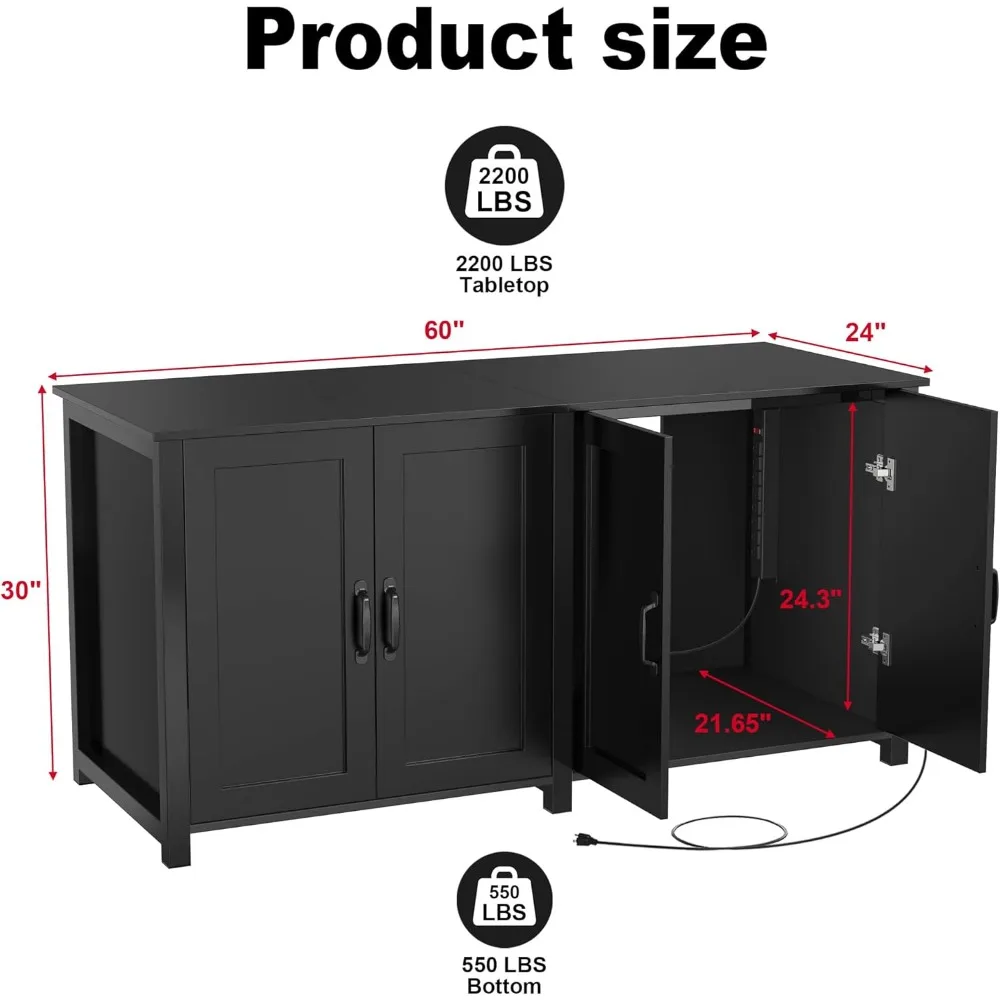 100-150 Gallon Fish Tank Stand, 120 Gallon Tank Stand with 60*24 Tabletop Fits 100/120/150 Volumns Aquariums, 2200LBS Capacity