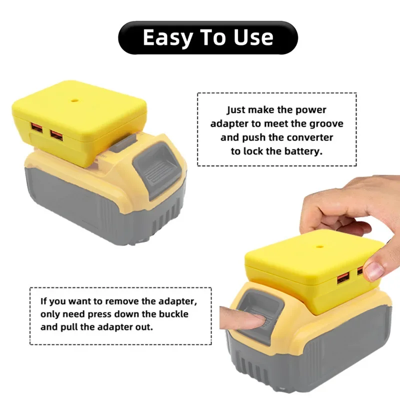 For Dewalt 18v 20V Batteries with Dual Usb Quick Charge QC3.0 Support Quick Charge Adapter for Mobile Phones Battery Adapter