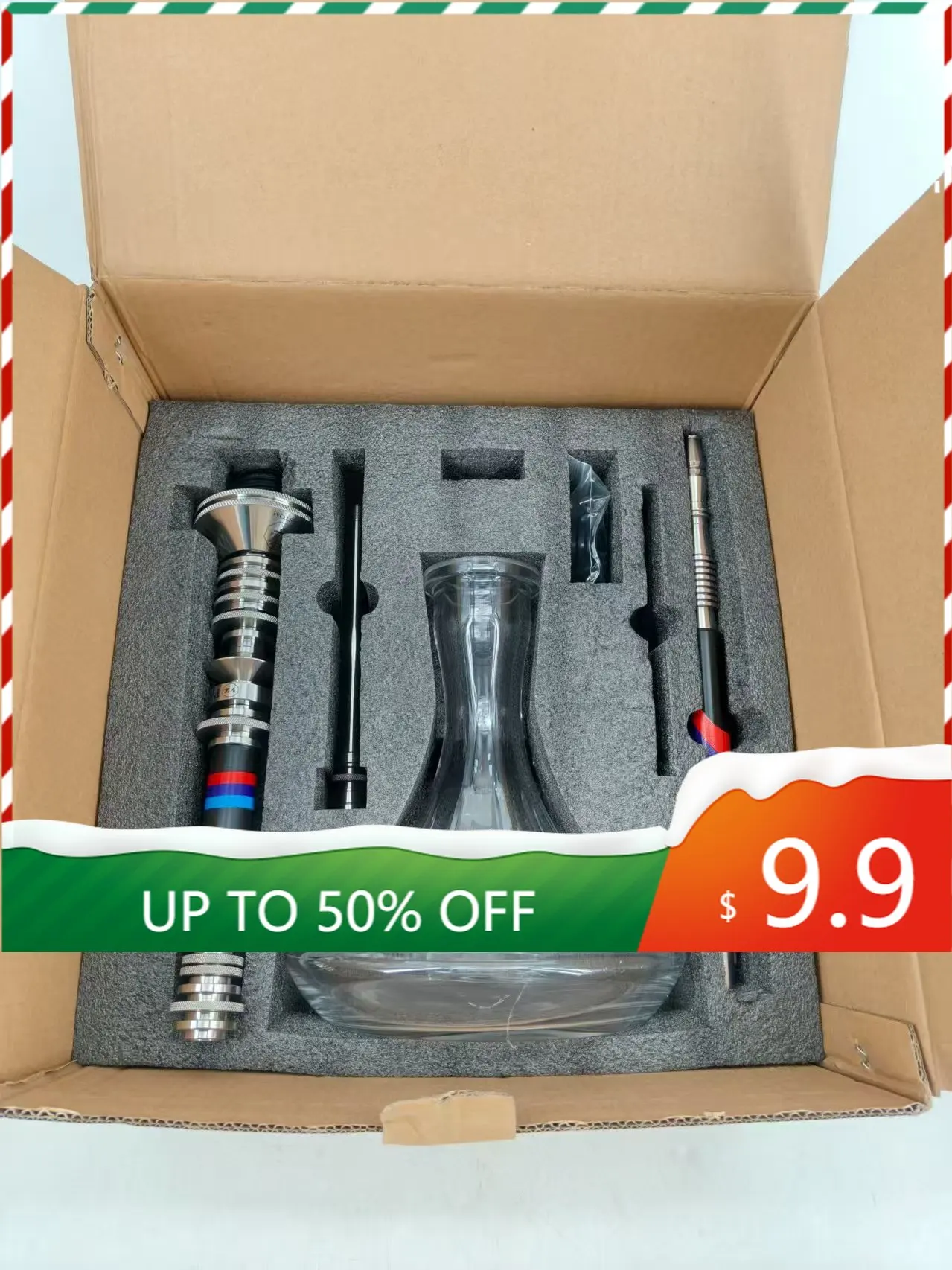 VZ Performance M (Design) Hookah Shisha 304 Stainless Steel With Pattern Glass Bottle