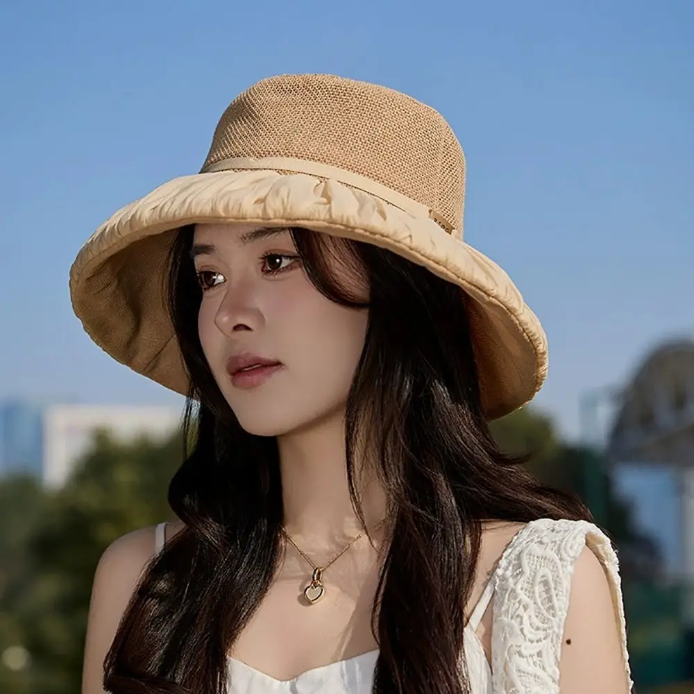 

Модная шляпа-ведро с защитой от ультрафиолета, сетчатая рыбацкая шляпа с большими полями, шляпа от солнца