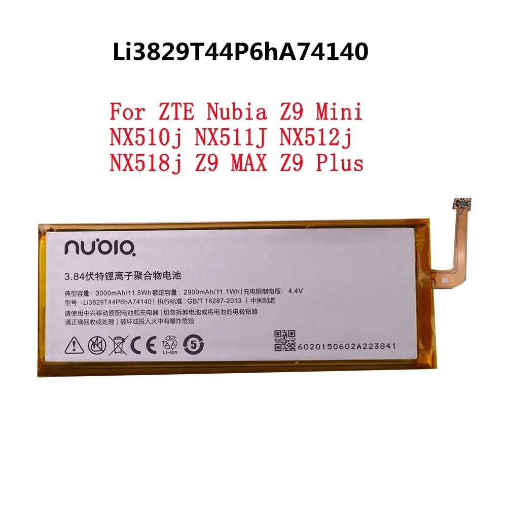 New 100% Original 3000mAh Li3829T44P6hA74140 For ZTE Nubia Z9 Mini NX510j NX511J NX512j NX518j Z9 MAX Z9 Plus Battery