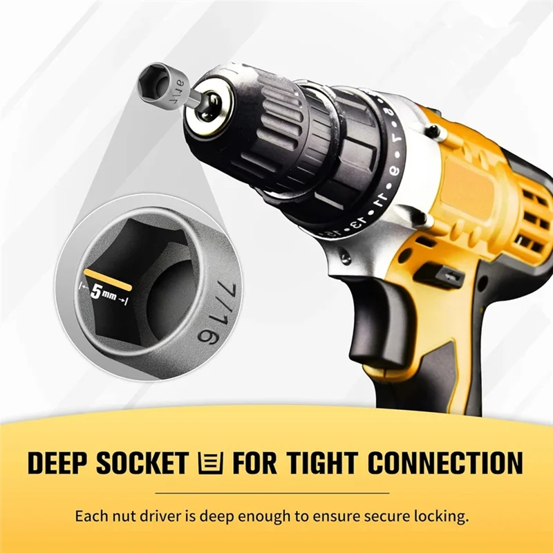 

Hot Sale-14PCS Powerful Socket Hexagonal Wrench Hexagonal Handle Screwdriver Socket Extension Rod Pneumatic Screwdriver Insert