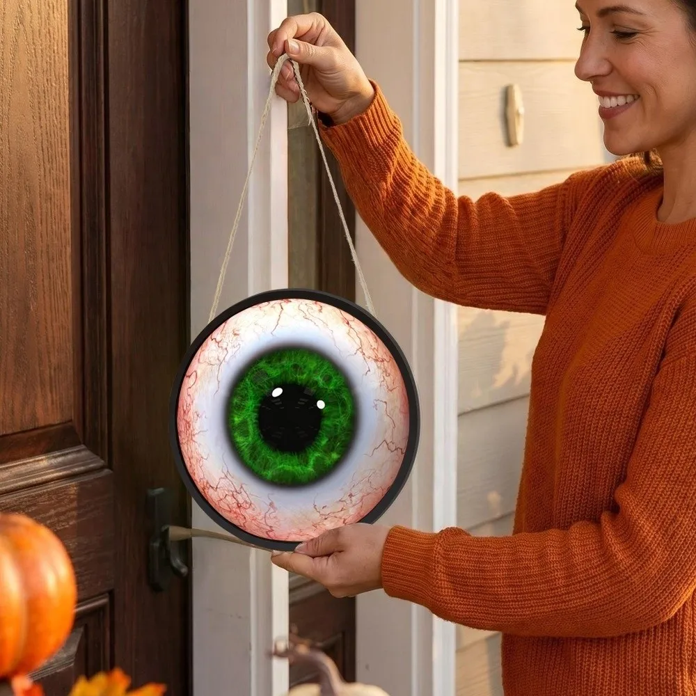 Divertidos Adornos Luminosos de Ojos Redondos de Halloween, Ojos Gigantes Colgantes para Decoración del Hogar, Etiquetas de Ojos