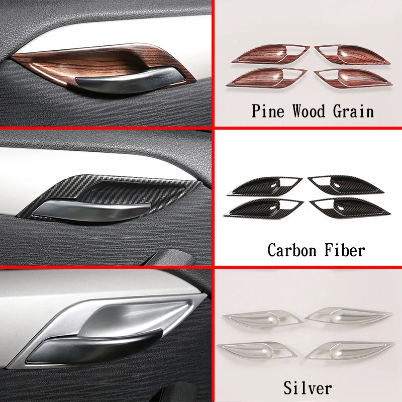 

3 Color ABS chrome carbon fiber Car Interior Door Handle Frame Trim Accessories For BMW X1 E84 2011 2012 2013 2014 2015