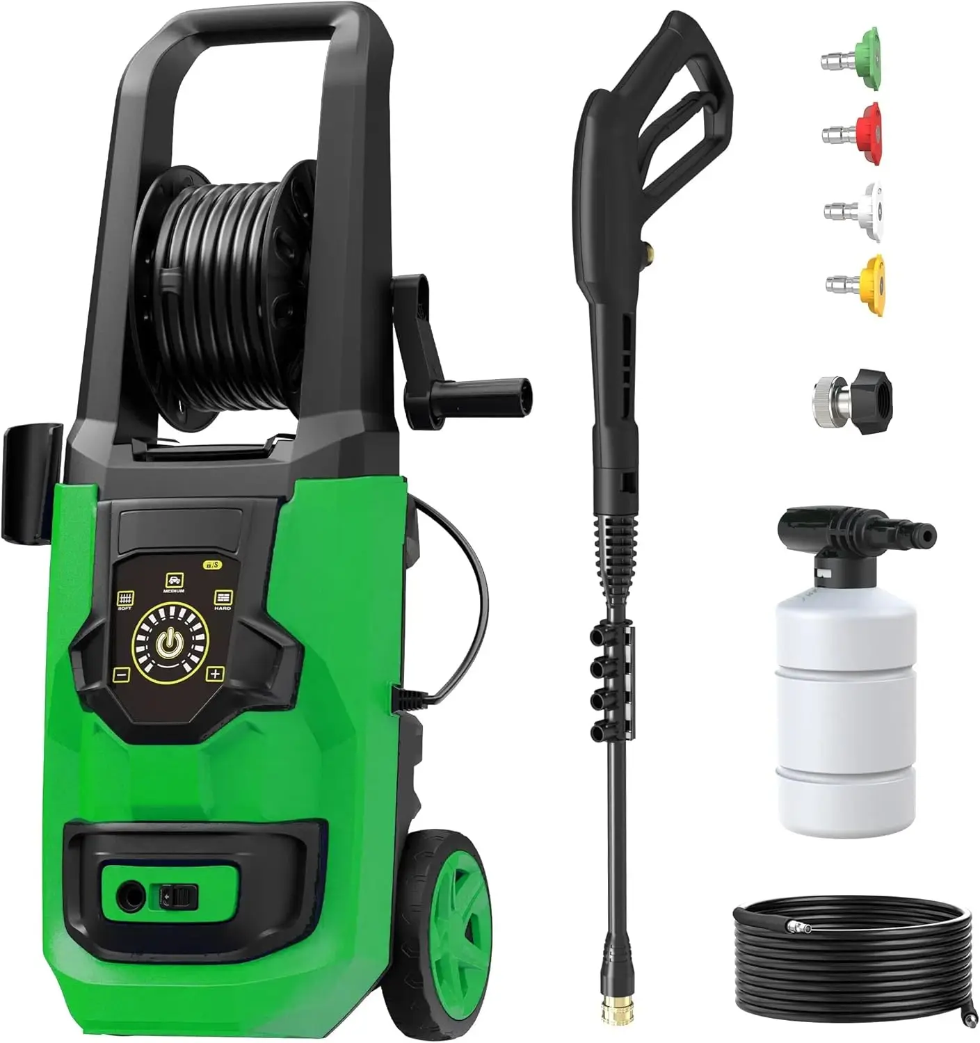 

Electric Pressure Washer, 5400 PSI 3.6 GPM Adjustable Touch Screen, 35 FT Power Cord with 20 FT Pressure Hose, 4 Nozzles, Hose R