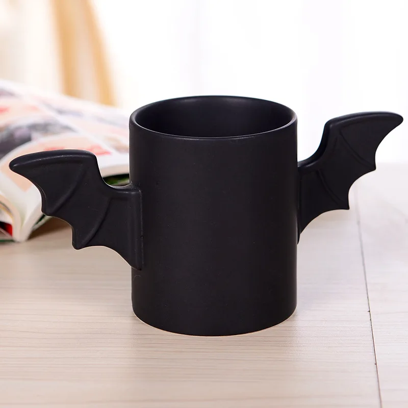 New Creative Bat Strange Ceramic Mug Cartoon Cup Black Wings Water Cup Coffee Cup Kitchen Hero Cup High Quality Coffee Cup Milk