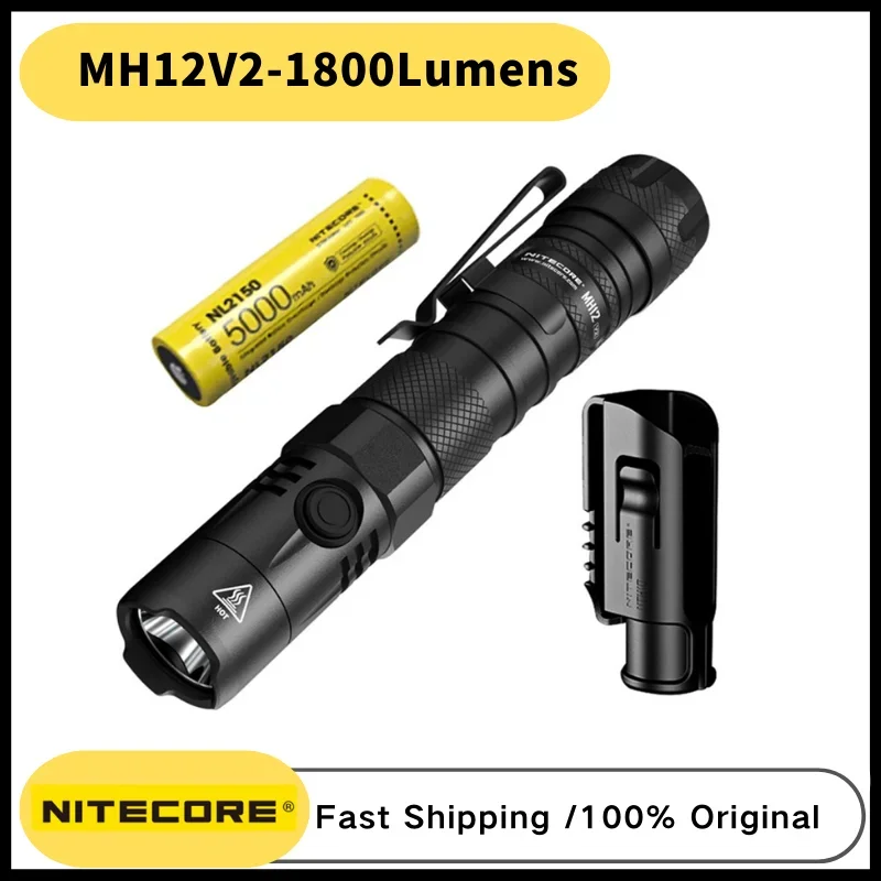 NITECORE MH12 V2 LED Flashlight CREE XP-L2 V6 LED 1200Lumen USB-C Rechargeable Dual Fuel EDC Troch Lantern With Battery