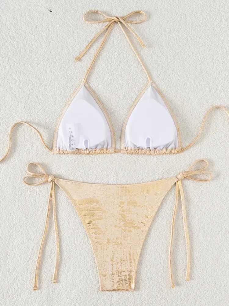 레이디 하이컷  thong 수영복 여성 푸쉬업 비키니 섹시한 타이드 홀터 수영복 여름 백리스 비치 수영복