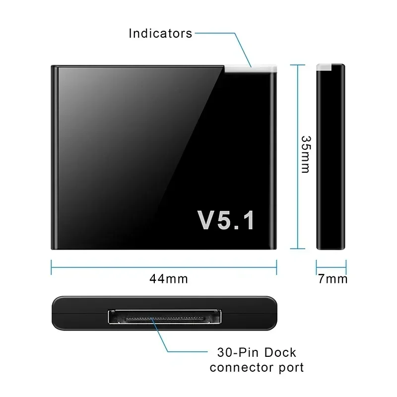 Bluetooth VIKEFON-I-WAVEオーディオレシーバー,30ピン,a2dp音楽アダプター,iPhone用ミニワイヤレスアダプター,iPod, 30ピンジャック,アナログスピーカー,5.1