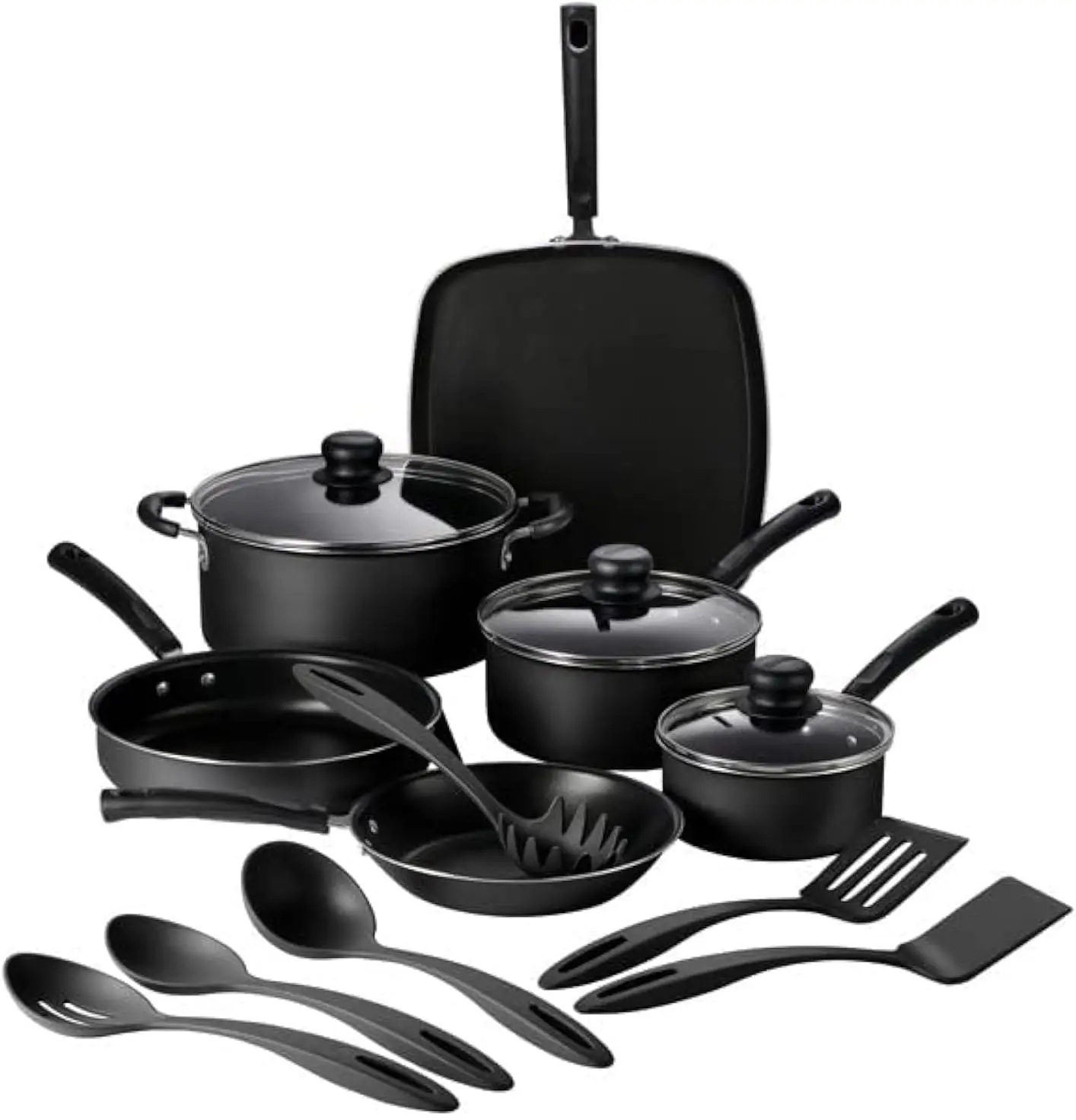 

15-Piece Nonstick Cookware Set with Lids & Utensils, Aluminum Pots Pans Kitchen Essentials for Home Chefs