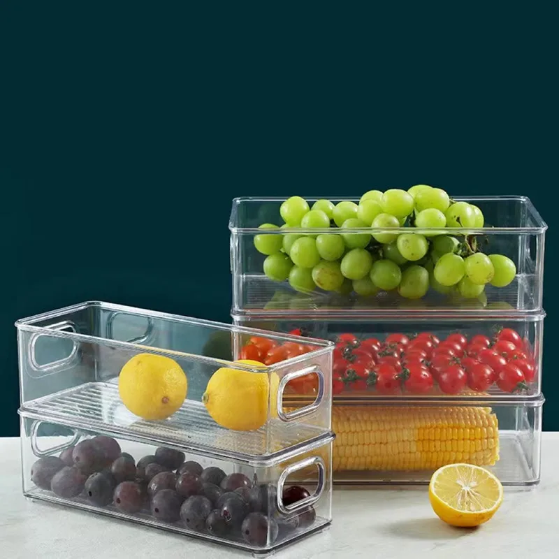 Boîte de rangement alimentaire empilable en plastique transparent, organisateur de réfrigérateur avec poignée, garde-manger, organisateur de cuisine rangement frigo boite de conservation alimentaire organisateur frigo