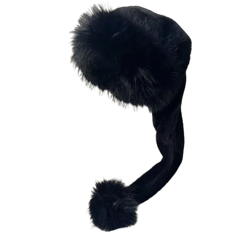 Stylish Furry Christmas Hats Unisex Long Furs Santa Hats Personality Accessory Hats for Family Gathering and Festivities