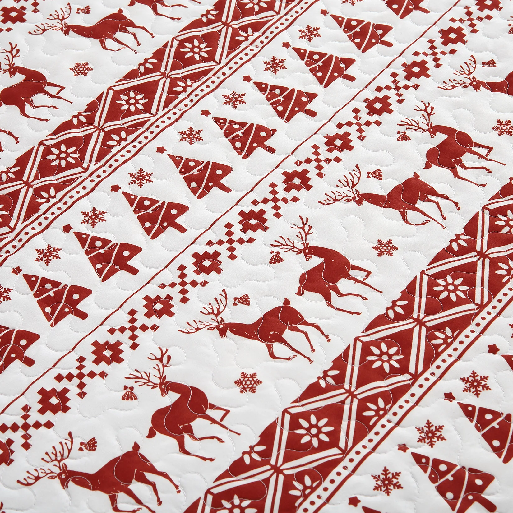 Christmas Quilt Set King Size - Boho Reversible Bedspread Coverlet Set with Christmas Tree Reindeer Snowflakes Printed Pattern image 6