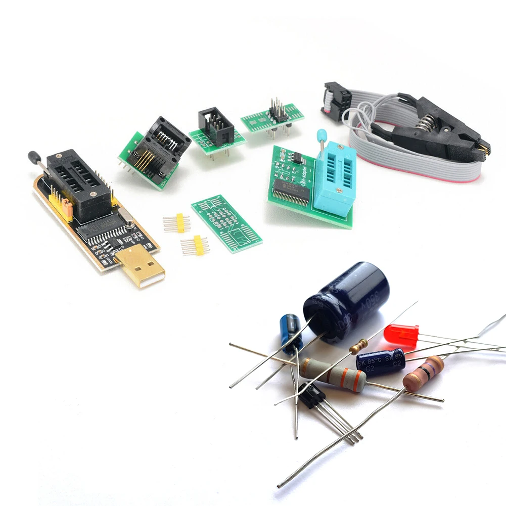 Módulo programador USB EEPROM Flash BIOS serie 24 25 Kit de módulo programador USB BIOS Clips de prueba IC para EEPROM BIOS/SOP8/SOP16