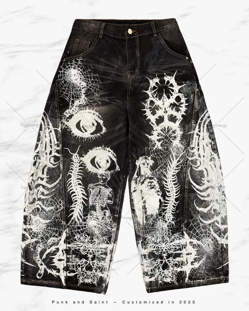 

Fashion Hip-hop Oversized Washing Jeans Men Gothic Dark High Street Y2K Rock Vintage Casual Loose Straight Wide-leg Pants Women
