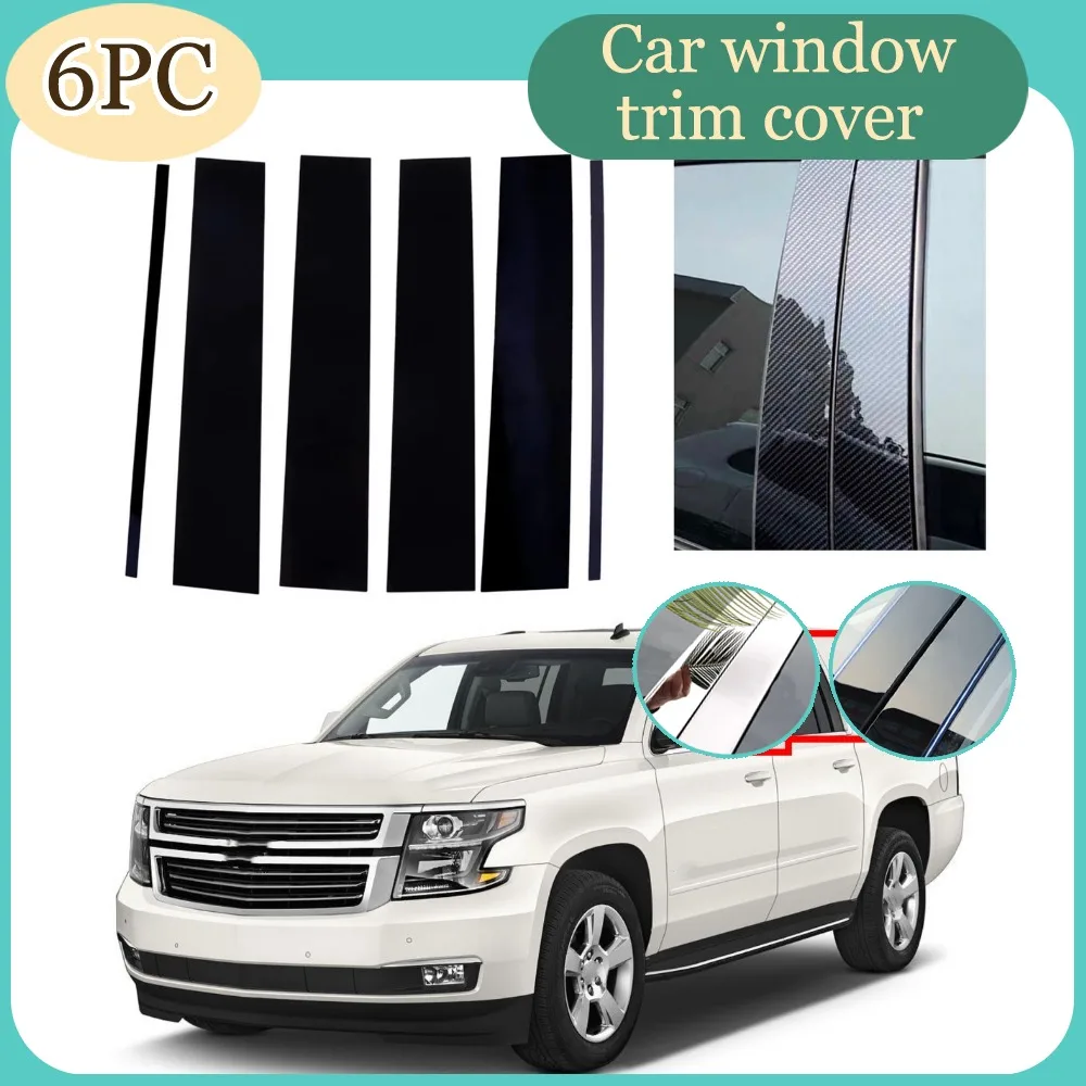 

Fit For Chevrolet Suburban Yukon XL 2015 2016 2017 2018 2019 2020 6pcs Glossy Black Pillar Posts Door Window Trim Cover Sticker
