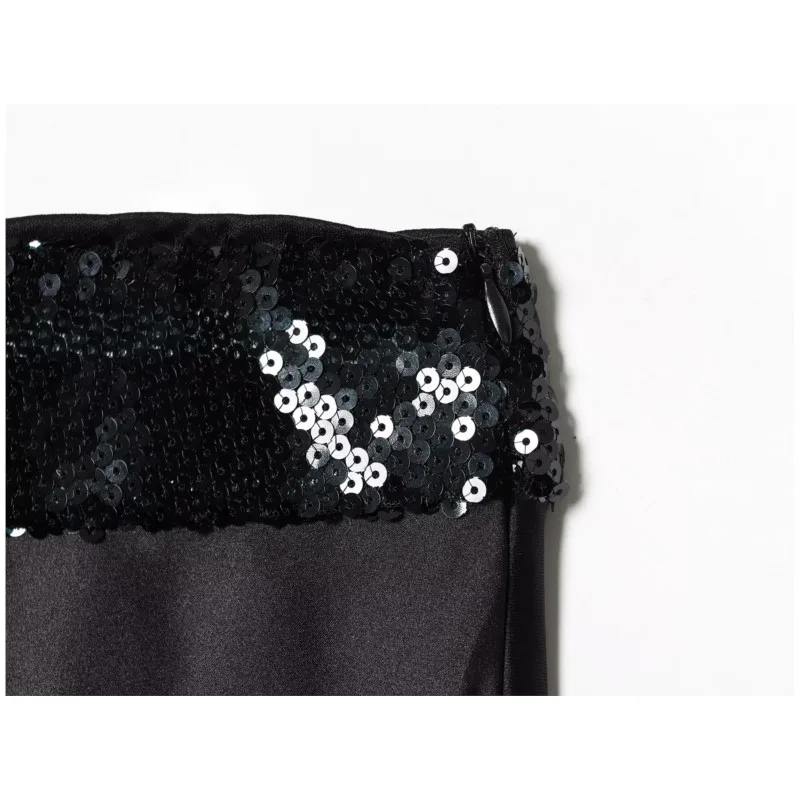 Top Bandeau de satén con lentejuelas combinadas para mujer, chaleco corto con espalda descubierta para primavera, camisola con cremallera lateral, Tops elásticos