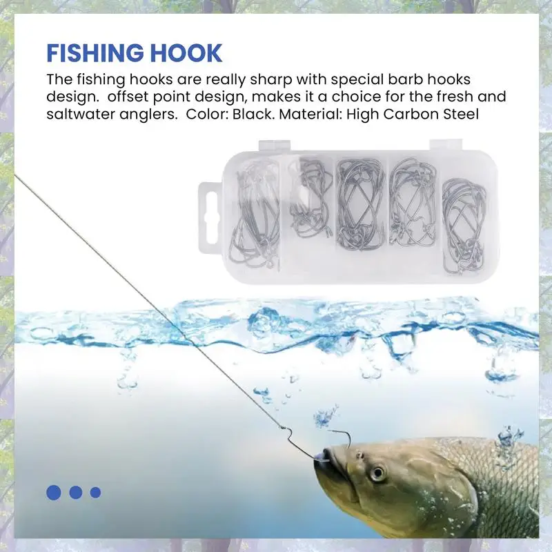 جديد وصول 51 قطعة خطاف الصيد عالية الكربون الصلب دودة سينكو الطعم تهزهز خطاف الصيد مع صندوق بلاستيكي