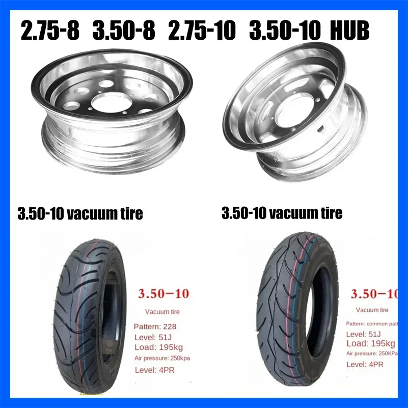 Monkey Bike Motorcycle Accessories Modified 2.75-8 Front or 3.50-8 Rear Aluminium Alloy Wheel Hub 10 Inch Wheels Vacuum Rims