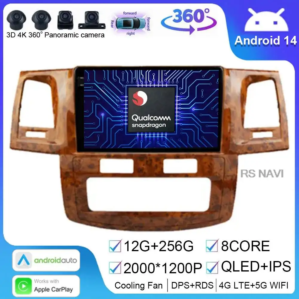 

Android 14 для Toyota Fortuner Hilux AT 2007, 2008, 2012, 2014, 2015, автомобильное радио, мультимедийная навигация, видеоплеер, GPS № 2DIN, фотомагнитола DSP