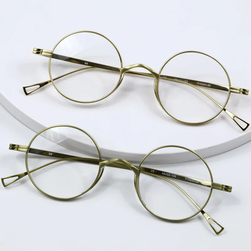 

Pure titanium retro round frame men and women can match myopia glasses frame pure titanium glasses frame