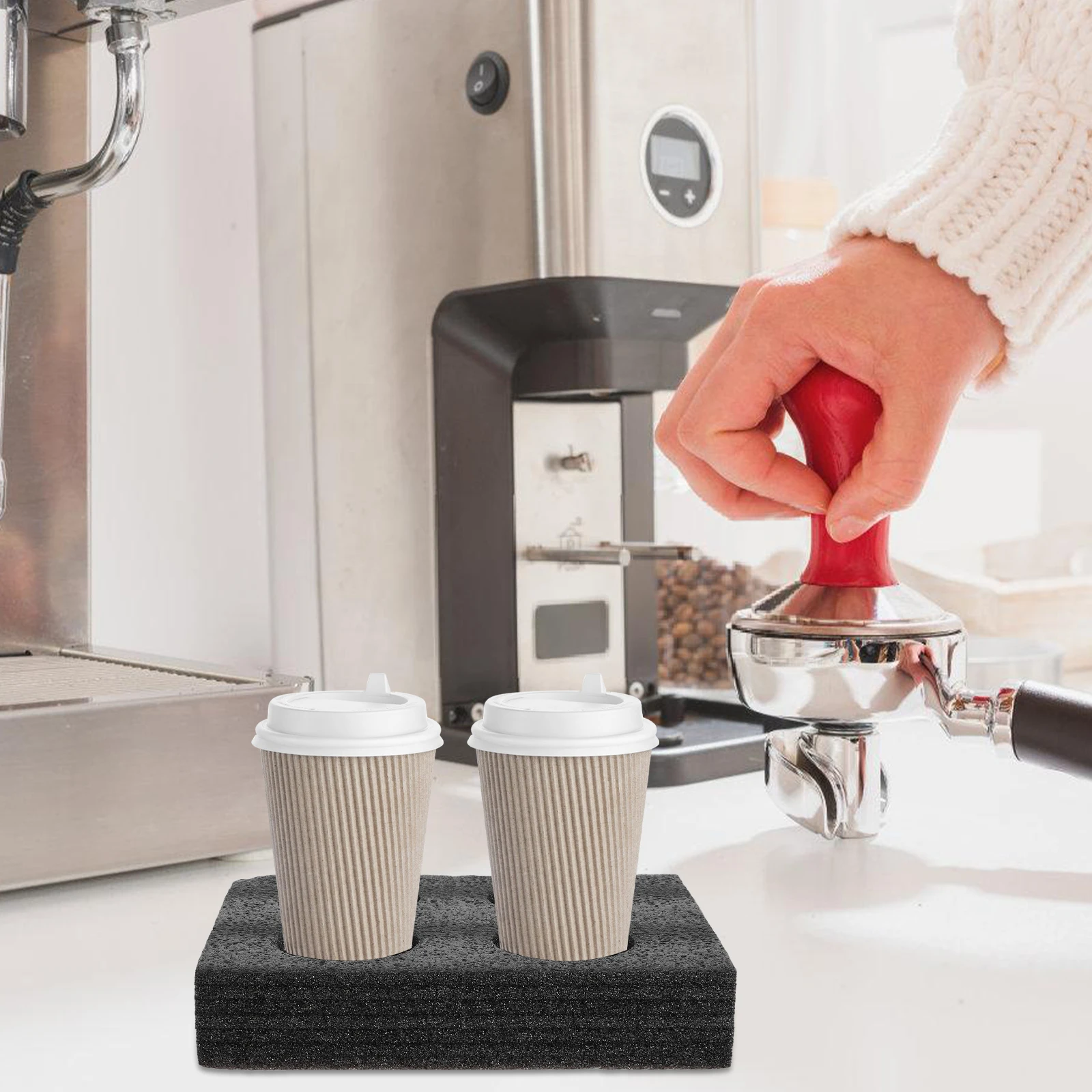 

2pcs Pearl Tea Cup Holder Shock Absorbing Non Slip Travel Coffee Cup Rack Drinks Stand Lightweight
