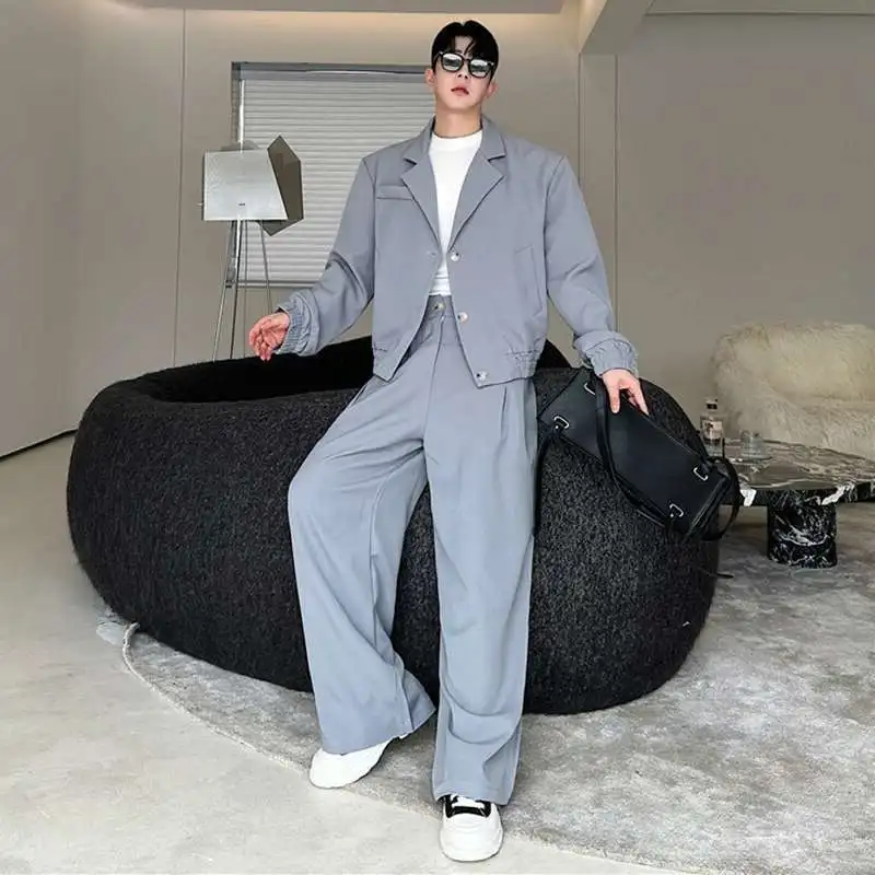 LUZHEN Spring Blazer Neck Casual Jacket Men's Fashion 2026 Street Loose Straight Casual Pants Wide Leg New Two-piece Sets JY8243 view 4