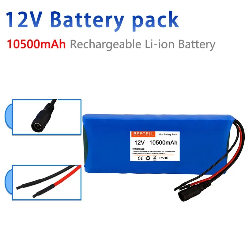 12V 3S3P Battery 10500mAh DC Rechargeable Li-ion Battery Pack For outdoor audio solar lights 12V electrical appliances.