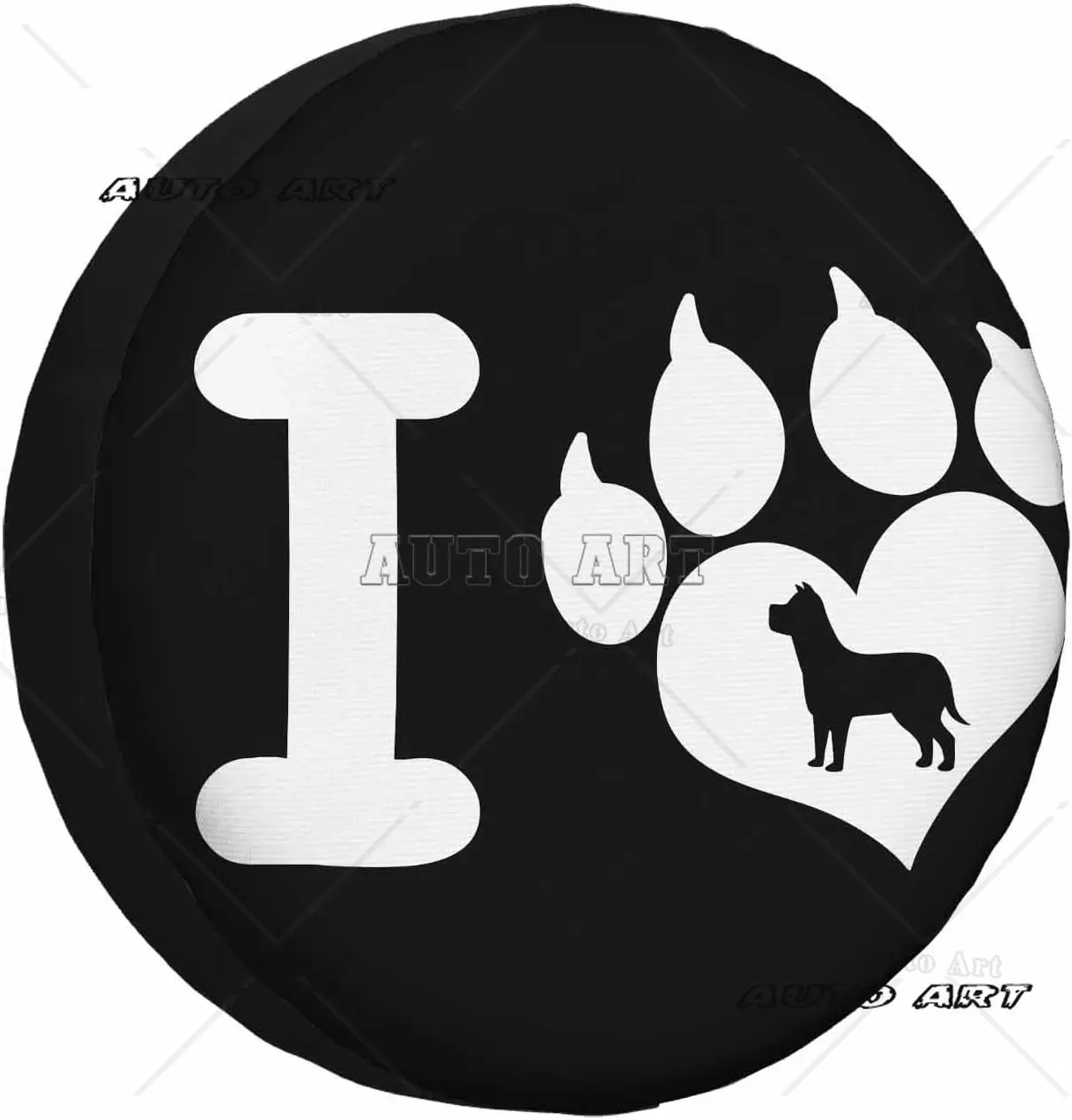 

I Love Spare Tire Cover Art White Heart Claws Paw Print and Dog Hound Universal Wheel Protectors Camper Tire Covers