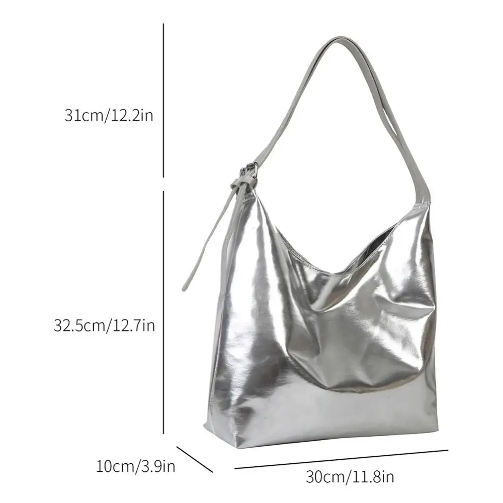 PU Top-Handle Handbag Luxury Designer Bag for Women Fashion Shopping Bag High Capacity Silver Gold Casual Leather Tote Bag